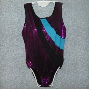 Danskin Now Shiny Purple Turquoise Black Leotard XXL(18)